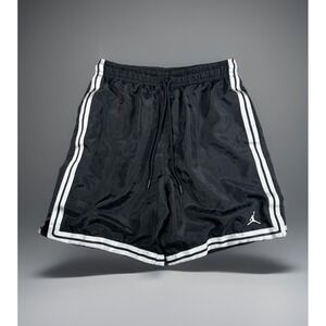 VTG Air Jordan Rare Club Woven Track Shorts Men S Shiny Black Dazzle Pockets EUC
